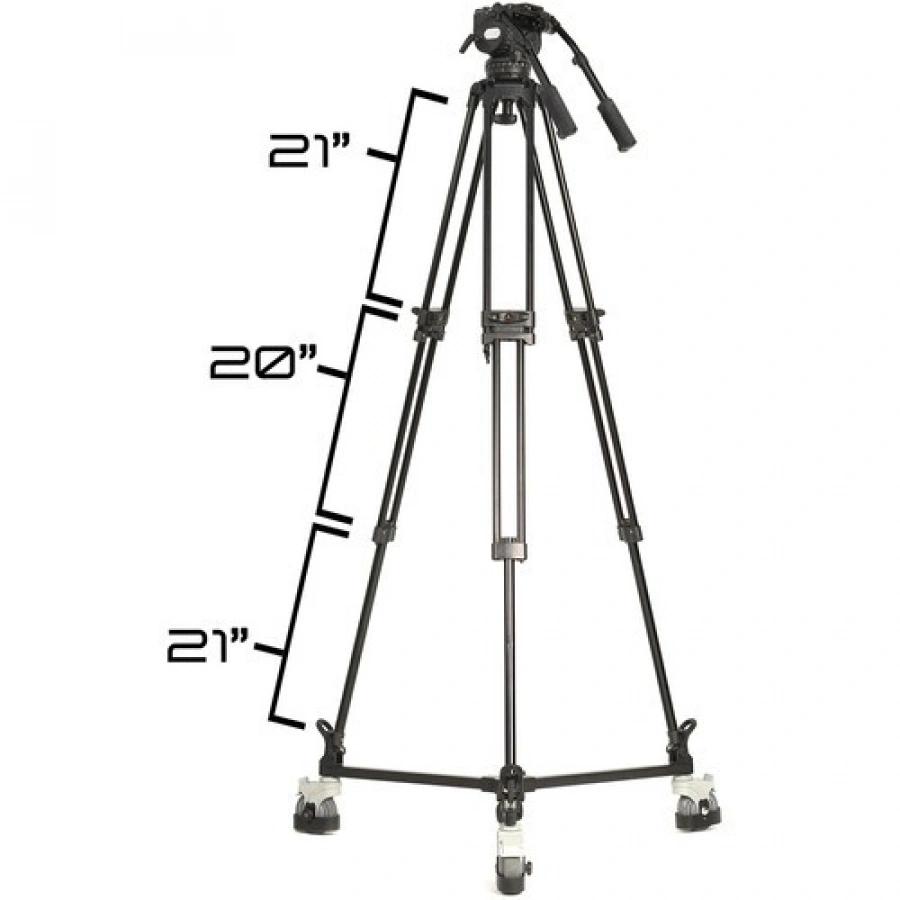E-Image GH25 Video Head & GA102 2-Stage Aluminum Tripod & Dolly System