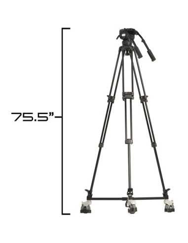 E-Image GH25 Video Head & GA102 2-Stage Aluminum Tripod & Dolly System