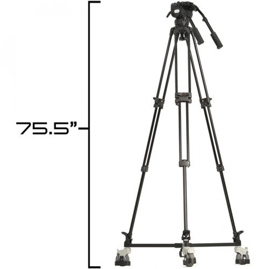 E-Image GH25 Video Head & GA102 2-Stage Aluminum Tripod & Dolly System