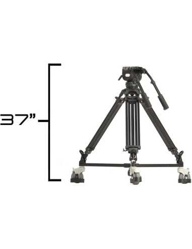 E-Image GH25 Video Head & GA102 2-Stage Aluminum Tripod & Dolly System