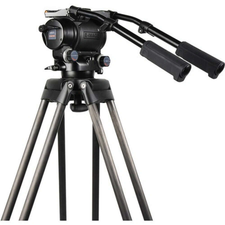 E-Image 3-Stage Carbon Fiber Tripod | Fluid Head & 100mm Leveling Ball