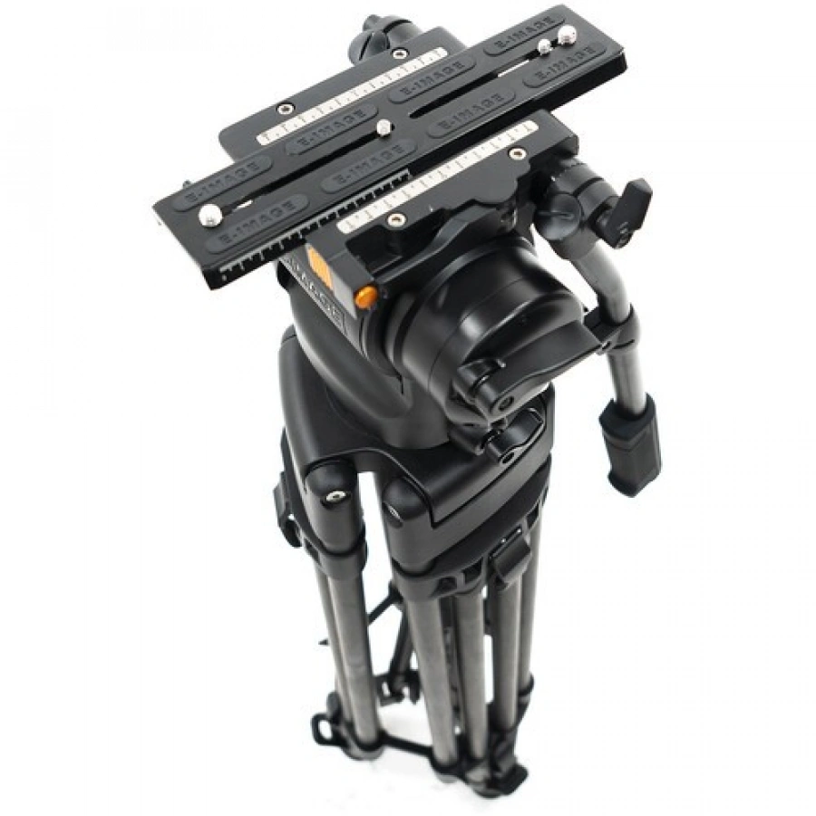 E-Image 3-Stage Carbon Fiber Tripod | Fluid Head & 100mm Leveling Ball