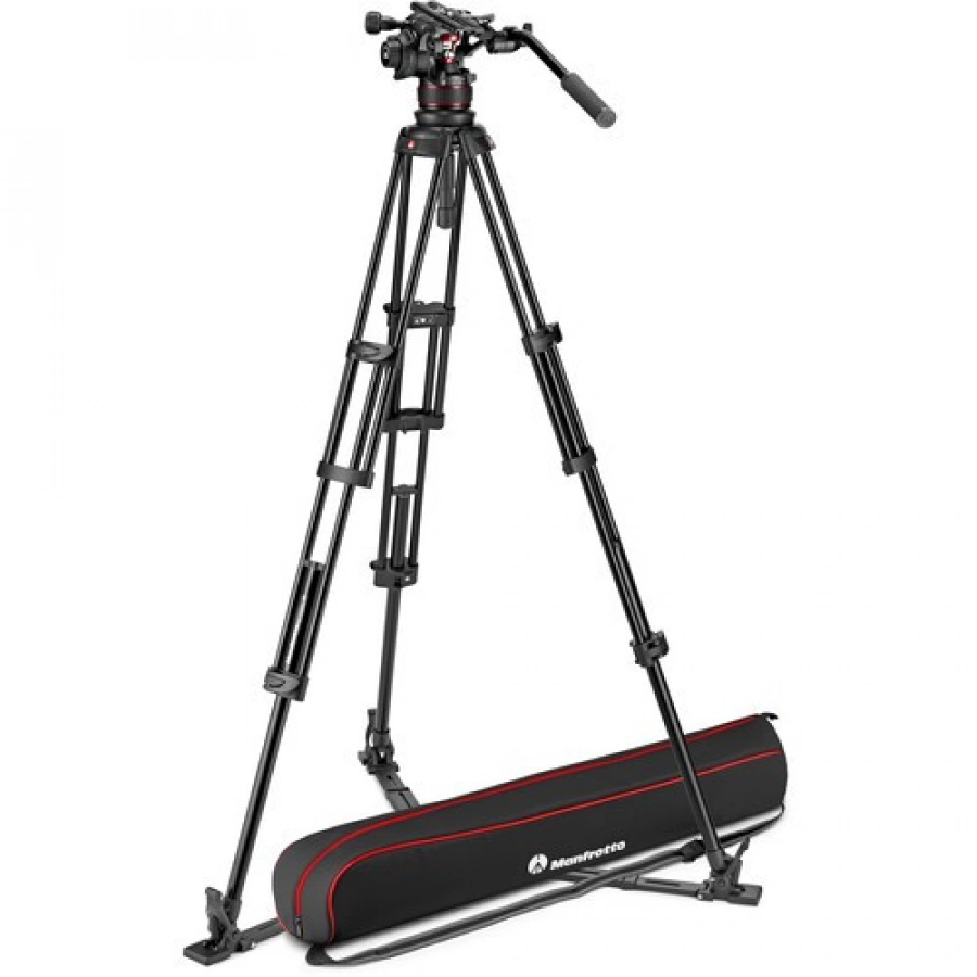 Manfrotto Nitrotech 612 Video Head With Aluminium Twin Leg Ground Spreader Tripod Kit