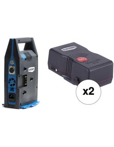 BLUESHAPE Dual Charger with XLR Power Output and Two 290Wh Battery Kit (Gold Mount) | Battery | CAM TOOLS Middle East | BLUESHAPE