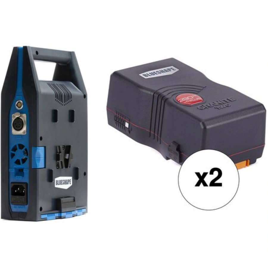 BLUESHAPE GRANITE MINI 14.4V 140Wh V-Mount 2 x Batteries with Dual Charger Kit
