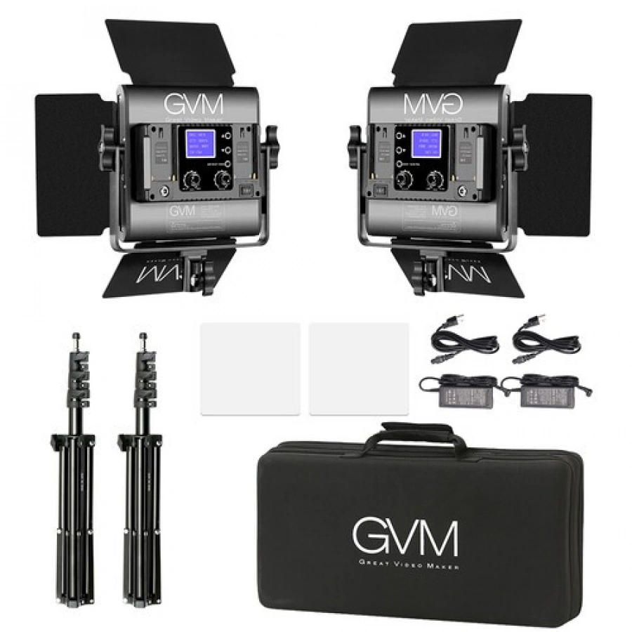 GVM 800D-RGB LED Studio 2-Video Light Kit