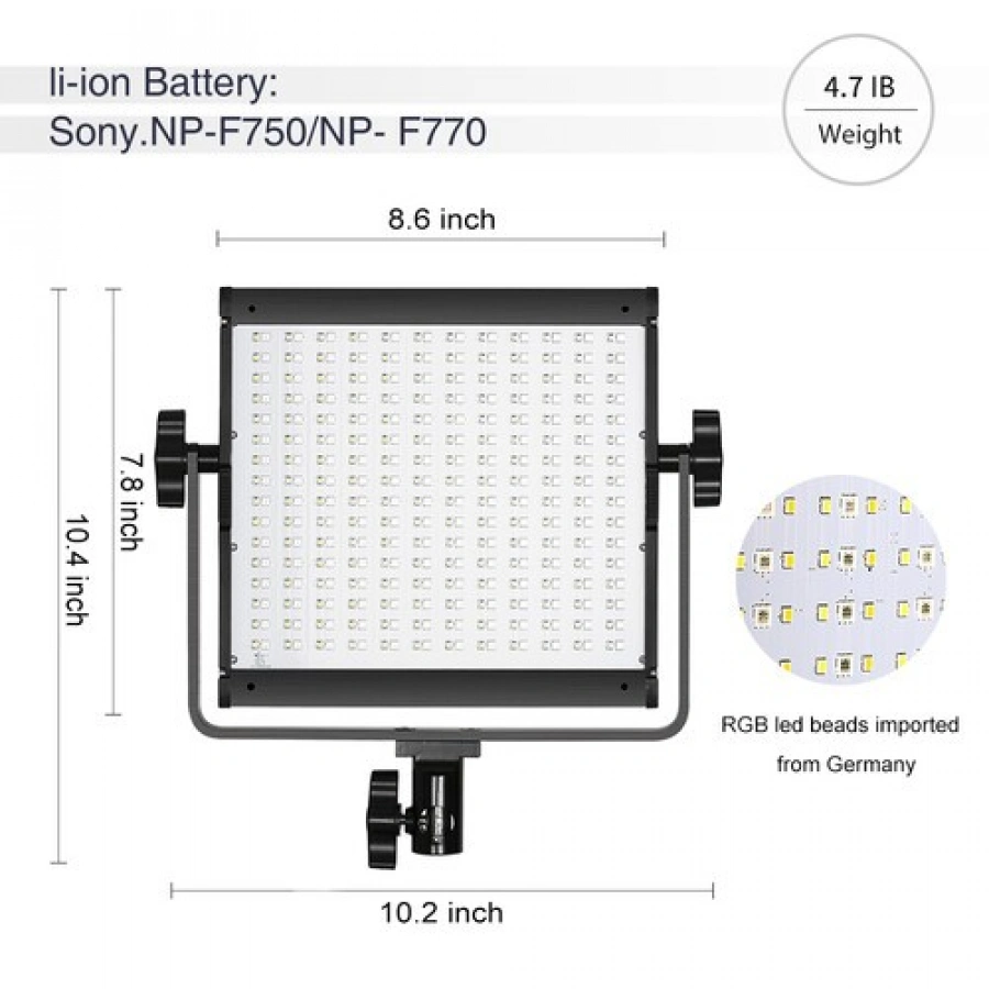 GVM 800D-RGB LED Studio 2-Video Light Kit