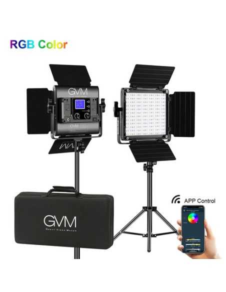 GVM 800D-RGB LED Studio 2-Video Light Kit
