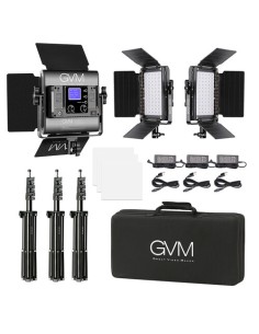 GVM 800D-RGB LED Studio 3-Video Light Kit