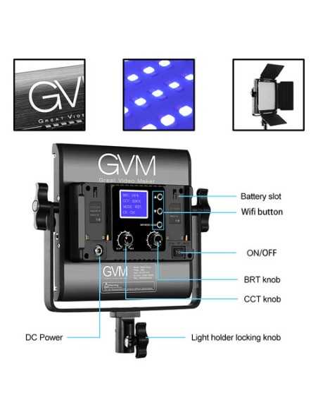 GVM 800D-RGB LED Studio 3-Video Light Kit