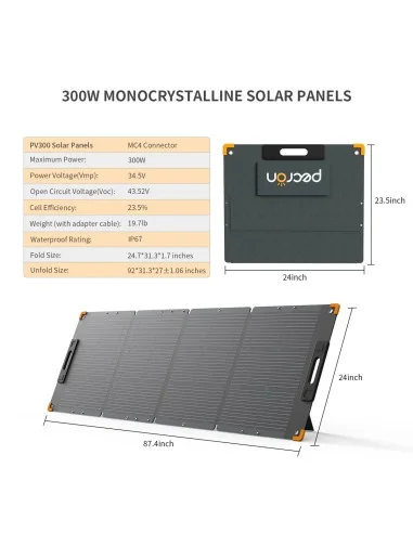 PECRON PV300 300W Portable Solar Panel Waterproof IP67