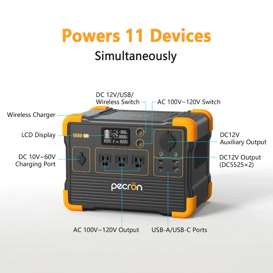 PECRON E600LFP Portable Power Station 1200W 614Wh LiFePo4 %separator% %shop-name%