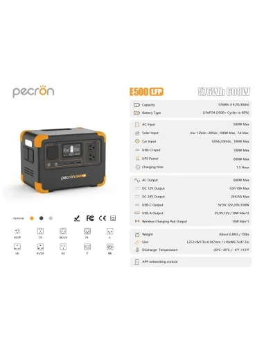 PECRON E500LFP Portable Power Station 600W 576Wh %separator% %shop-name%