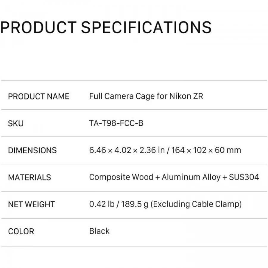 Tilta Camera Cage Pro Kit for Nikon ZR (Black)
