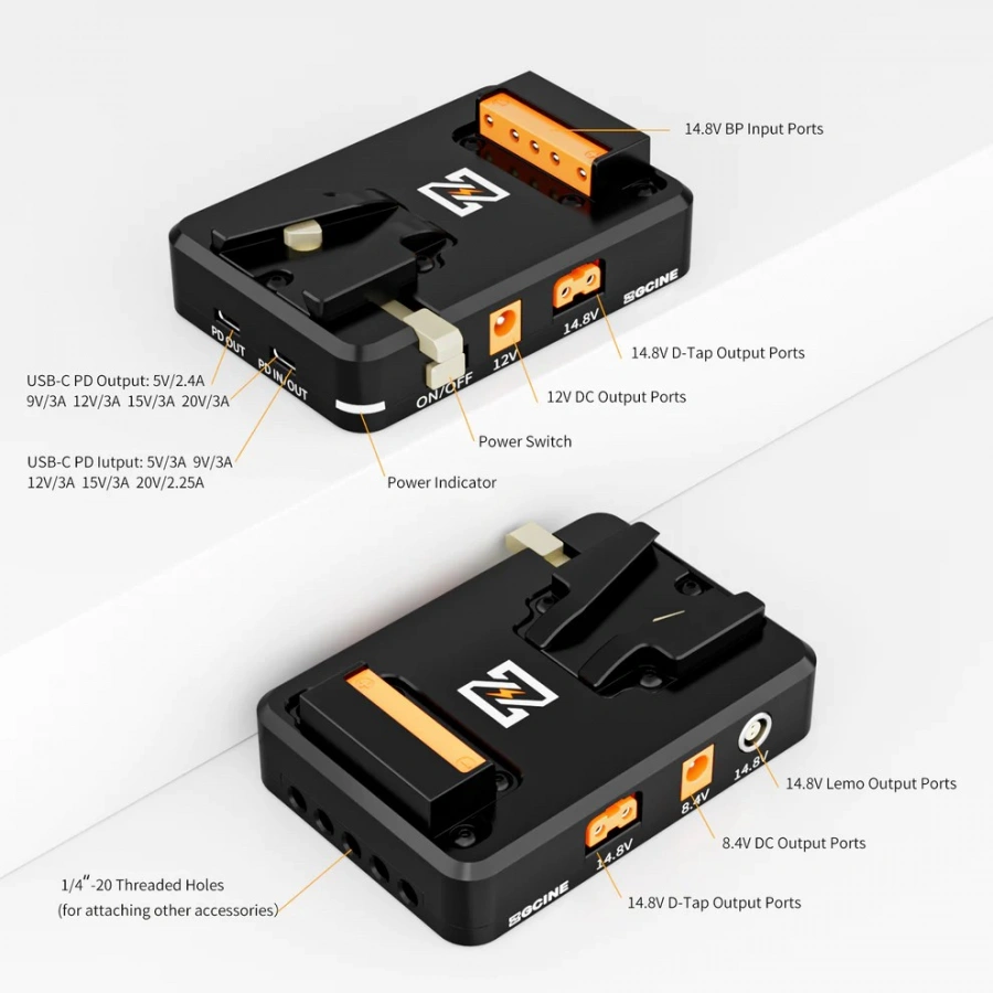ZGCINE VM-VP2 KIT1 V MOUNT BATTERY PLATE (SUPPORT USB-C PD INPUT)