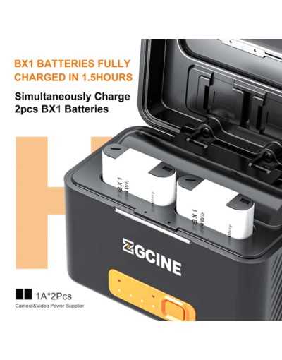ZGCINE PS-BX1 Kit 2, Charging Case for Sony NP-BX1 battery with 2pcs 1450mah battery