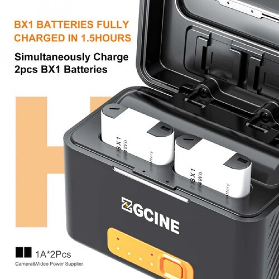 ZGCINE PS-BX1 Kit 2, Charging Case for Sony NP-BX1 battery with 2pcs 1450mah battery