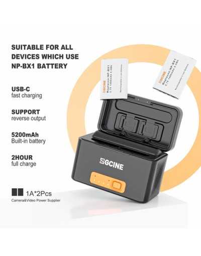 ZGCINE PS-BX1 Kit 2, Charging Case for Sony NP-BX1 battery with 2pcs 1450mah battery