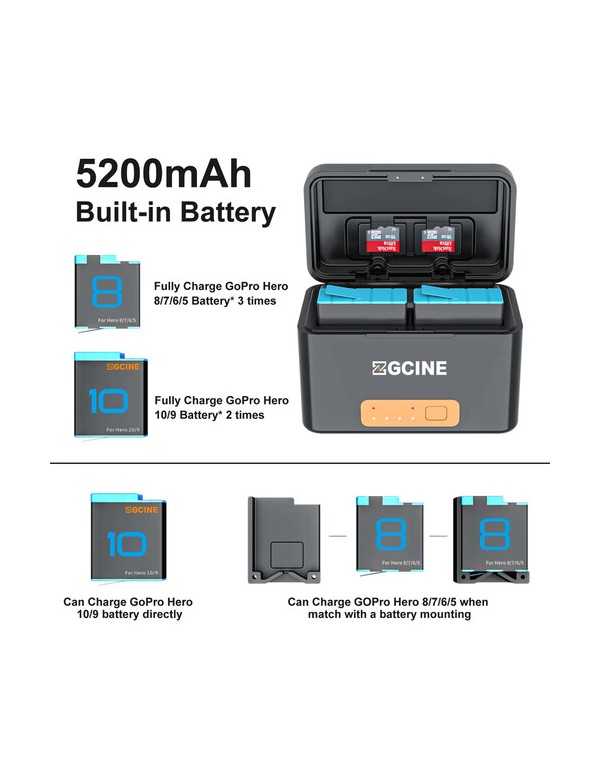 ZGCINE PS-G10 MINI Kit 2 GoPro 901 Batteries