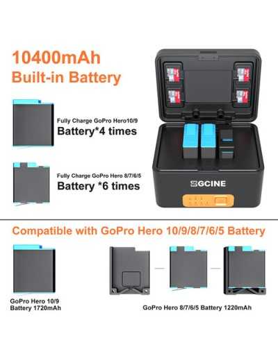 ZGCINE PS-G10 Charging Case for GoPro 11/10/9/8/7/6/5 Battery with 3 Charging Slots
