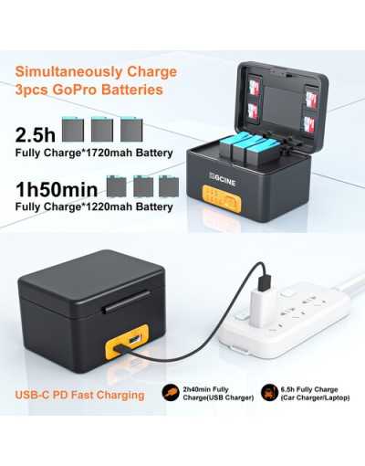 ZGCINE PS-G10 Charging Case for GoPro 11/10/9/8/7/6/5 Battery with 3 Charging Slots
