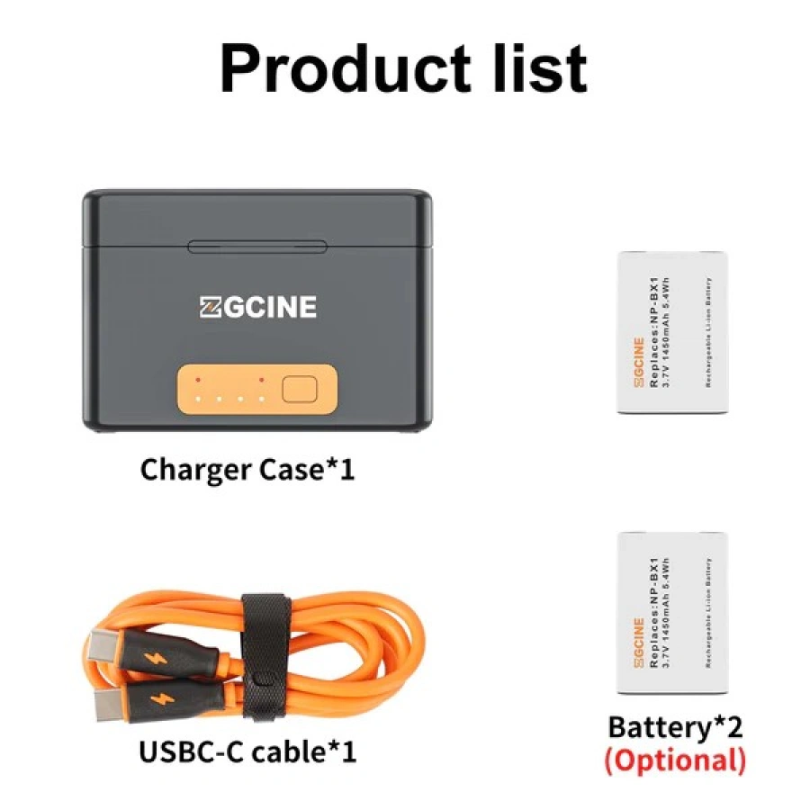 ZGCINE Charging Case for Sony NP-BX1 battery with 2 Charging Slots