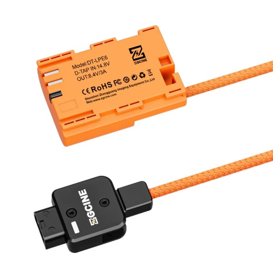 ZGCINE D-Tap to LPE6 Dummy Battery Cable (braided wire）