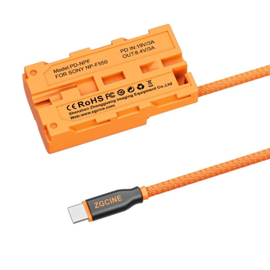 ZGCINE USB-C PD to NPF Dummy Battery Cable(braided wire）